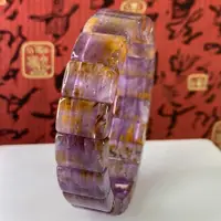 在飛比找蝦皮購物優惠-【福藝古玩批發】嚴選 天然水晶 頂級黃金紫鈦手排 紫鈦晶手排