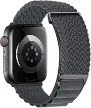 [MroTech] Braided Alpine Loop Compatible with Apple Watch Strap 44 mm 46 mm 45 mm 49 mm Elastic Nylon Replacement Strap Women Men for iWatch Ultra SE Series 10 9 8 7 6 5 4 3 2 1, Sports Band, Black