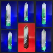 UV Fluorescent Natural Volcano Agate Tower Point Obelisk Quartz Crystal 330G