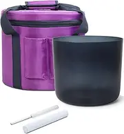 Translucent Black Textured Singing Bowl with Carrying Case Suede Mallet Crystal Striker and O-ring for Sound Healing Release Pressure Meditation(440Hz,5.5inch A#4)