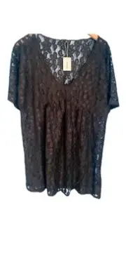 Lush Forest Black Lace Tunic Top Beach Coverup NWT Size 2X