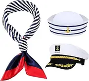 Yacht Captain Hat Sailor Hat and Scarf Set Sailor Ship Cap Boat Navy Hat Costume Accessories for Men Women