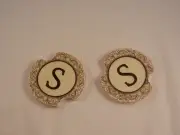SOAP STONE COASTER'S WITH DESIGNS ON FRONT "S" "NEW" 2 1/2" SET OF 2