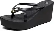 [TangDao] Women’s Platform Flip Flops Thong, Non-slip High Wedge Sandals, Summer Casual Beach Slides