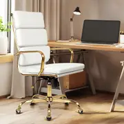 Furb Ergonomic Reclining Executive Eames Office Chair Height Adjustable Gold/White