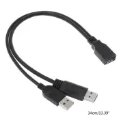 Male Plug To 2 Female Socket USB 2.0 Extension Line Y Data Cable Power Adapter