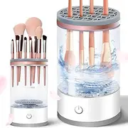 Electric Makeup Brush Cleaner Machine: 2 in 1 Cosmetic Brushes Cleaning Tool - Portable Spinner washing blender - for All Size Beauty Makeup Brushes SetUSB rechargeable for mobile use (White)