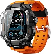 [ULTIMAL] Sports Bands Compatible with Apple Watch Strap 44mm/45mm, Military Protective Bumper Case, Rugged TPU iWatch Strap, Adjustable Band for Apple Watch Series 9 8 7 6 5 4 SE