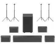 "ULTIMEA Poseidon D80 7.1CH Dolby Atmos Soundbar with 2X Steady 300 Stands 4 Wired Surround Speakers 6.5"" Wireless Subwoo"