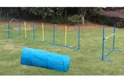 YES4PETS Portable Dog Puppy Training Practice Weave Poles Agility Post Exercise Tunnel Jump Tyre Set
