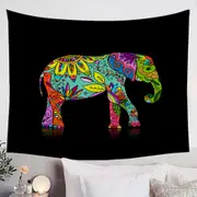 Multi Colored Floral Elephant Tapestry