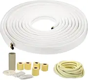 uxcell Mini Split Line Set 50 Ft, 1/4" 3/8" OD Copper Tubing Pipe Extension Thickened PE Insulated for Mini Split Air Conditioner HVAC or Heat Pump System