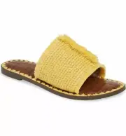 Sam Edelman Women's Glenda Tan Slides Sandals Flats Raffia Basketweave Size 6.5
