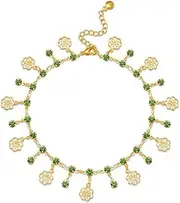 [Yumikoo] 18k Gold Plated Evil Eye/Lucky Elephant/Butterfly/Hand of Fatima Anklet Cross/Tree of Life/Sun Moon Stars/Cubic Zirconia Ankle Bracelets for Women