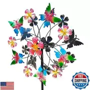 Senflame Double Blade Butterfly Wind Spinners Outdoor, 38" Double Kinetic Win