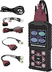 Motorcycle System Diagnostic Test Measurement Tools M3-A Motorcycle Fault Code Readers Scan Tools Moto Diagnostic Test Measurement Tools Compatible for Yamaha 2/3/4P,Kawasaki 4-6P,Honda 4P,OBDII 6P