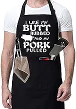 Rosoz Funny BBQ Black Adjustable Kitchen Cooking Chef Aprons for Men