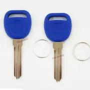 Pair of Blue B111 Transponder Chipped Keys For Gm Vehicles DIY Programming ID46