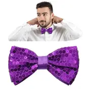 Sequin Bow Ties for Men/Big Boys Pre-tied Adjustable Shiny Bow Tie Purple