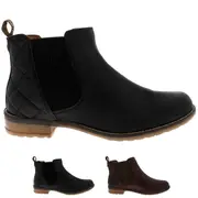 Womens Barbour Abigail Leather Winter Casual Low Heel Smart Ankle Boots Black UK 3