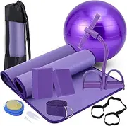 Yoga Mat Set for Beginners,Yoga Mat with Carrying Strap,Yoga Blocks 2 Pack with Yoga Strap,Yoga Ball,Ankle Puller,11-Piece Yoga Kits and Sets for Beginners,Yoga Starter Kit for Women Men