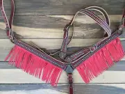 Western Havama Leather Set of Headstall and Breast Collar with Overlay and Spots