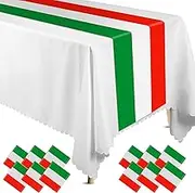 Hotop 3 Pcs Italian Flag Table Runners Plastic Italy Table Runner 14 x 108 Inch Red Green and White Striped Table Runner Disposable Italian Flag Table Decoration for Home Room Kitchen Party Supplies