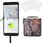 PFILERSO Fishing Tackle Binder Lure Biat Organized Storage Bag for Soft Worms Rigs Jigs and Lines Fishing Tackle Wallet Case with 15+5pcs Transparent Thickened Ziplock Bag (Tree Camouflage)