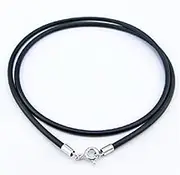Black Leather Necklace Cord with Lobster Clasp