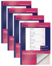 Cash Money and Rent Receipt Books, 4 Pack, Large Size, 2-Part Carbonless (Whi...