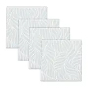 4pc Rayell Ceramic Printed Coaster Leaf Love Grey Drink Glass Holder Set