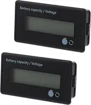 2pcs Battery Meter Lcd Battery Capacity Voltage Monitor Gauge Indicator 6-63v Universal Battery Tester Single Button Green Backlight