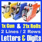 Alphanumeric Tag Price Gun Labeller + 21 Rolls / 2 Line 10 Letters 10 Numbers