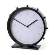 Mercana Table Clock 11.0 L x 3.1 W x 11.0 H Metal Face Studded Round Black