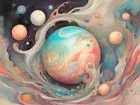 Planet Landscape Surreal Illustration Art Wall Art Print