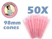 50 Ct Pack BLAZY SUSAN 98mm Pre Rolled Cone Vegan & Smooth Burning Pink Cones 50
