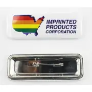 Rectangular 25*70mm Metal Pin Back Button 100 Sets/Pack For Diy Pro Badge Button