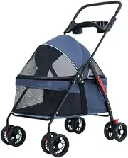 Pet Stroller Pet Cat and Dog Stroller Dog and Cat Teddy Stroller Lightweight Foldable Small Pet Dog Stroller When Going Out Small Pet Stroller(Blue)