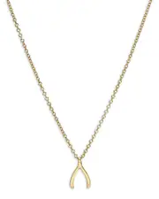 Zoe Lev 14K Yellow Gold Wishbone Pendant Necklace, 16-18