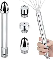 Shower Enema Douche Attachments Aluminium 3 Shower Head Water Nozzle Rinse Vaginal Cleaning Kit Cleaner + Velvet Carry Bag