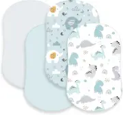 4 Pcs Baby Bassinet Sheets Soft Fitted for Baby Boys Girls Soft Cotton Animal...