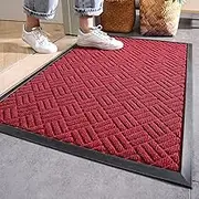 Front Door Mat Outdoor Indoor Entrance-Thick Non Slip Rubber Welcome Mat Indoor Outdoor Mats for Home Entrance Inside Outside Entryway Burgundy