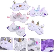 GOOHOCHY 5pcs Plush Eye Mask Cute Unicorn Design Soft Blindfold for Sleep Travel Comfortable Cover for Naps for Light Sensitivity Eye Fatigue Relief