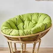 Round Papasan Chair Cushion, Wicker Papasan Chair Cushion, Egg Shape Hammock Chair Cushion, Removable Papasan Wicker Rattan Egg Shape Chair Cushion with Non-Slip Strap for Indoor/Outdoor(Green,120cm)