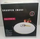 NEW SHARPER IMAGE Pizza Stone Set Includes 13" Pizza Stone, Cutter & Stand