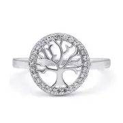 12.5mm Tree of Life Wedding Ring Halo Round Ring Lab Created 925 Sterling Silver