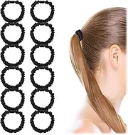 12 Pcs Silk Skinny Scrunchies Set – 100% Pure Mulberry Silk, Satin Hair Ties & Scrunchies for Girls & Women, Black Cute Ponytail Holders, No Damage to Thick or Thin Hair