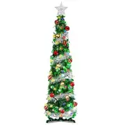 5 Ft Pop Up Christmas Tinsel Tree with Timer Warm White & Multi Color Change ...