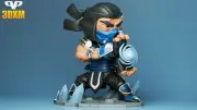 Sub-Zero Chibi Fan Art Hand Painted 3d Printed Action Figure Collectible Art