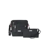 Baggallini womens Escape Crossbody with RFID phone wristlet Black Cheetah Emb...
